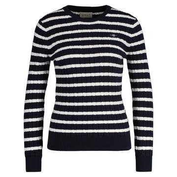 Strickpullover  Figurbetont-STRETCH COTTON CABLE STRIPE C-NECK