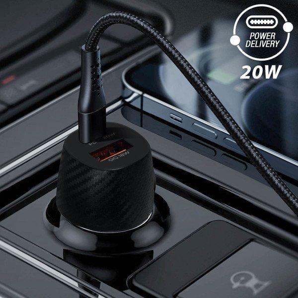 Akashi  Chargeur Voiture 20W 2x USB 3.0 + USB-C 