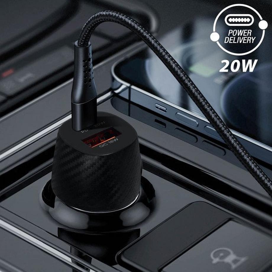 Akashi  Chargeur Voiture 20W 2x USB 3.0 + USB-C 