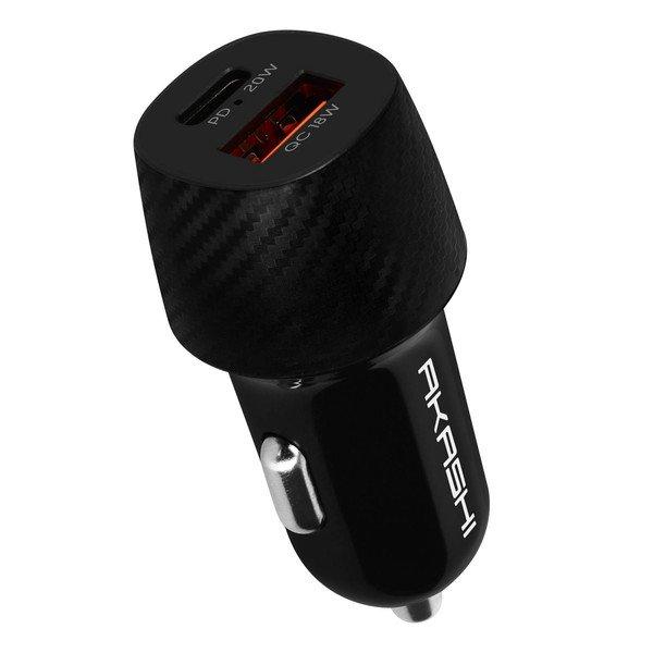 Akashi  Chargeur Voiture 20W 2x USB 3.0 + USB-C 