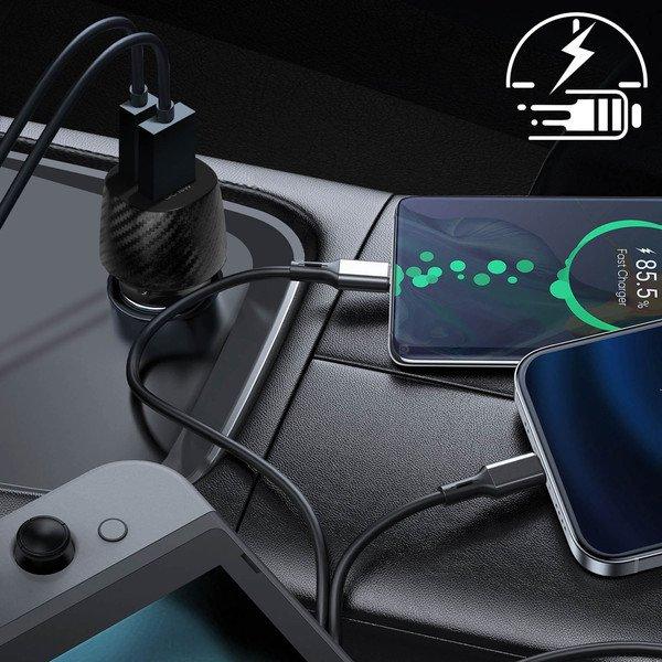 Akashi  Chargeur Voiture 20W 2x USB 3.0 + USB-C 