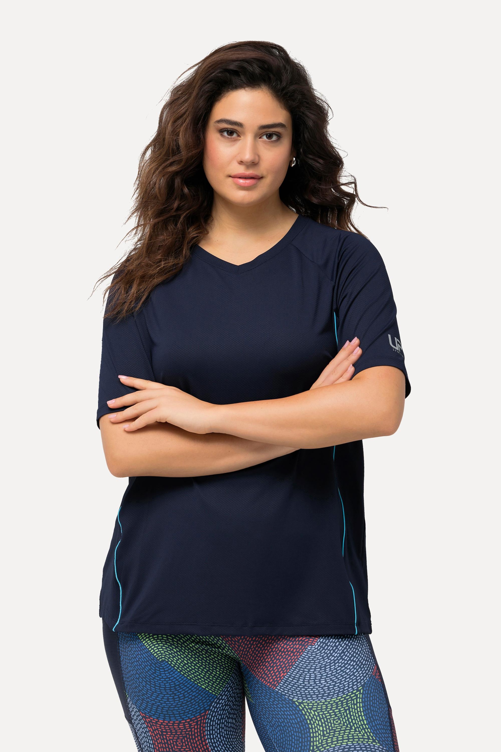 Ulla Popken  T-shirt, protection UV 50+, col en V, manches courtes 