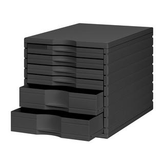 Styro styrotop box with 6 drawers (2x high, 4x low) , black, 28.5x28.5x39.5cm  