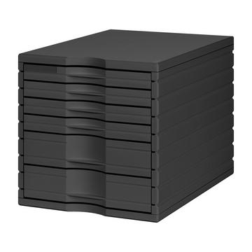 styrobox avec 6 tiroirs (2x hauts, 4x petits), noir, 28.5x28.5x39.5cm