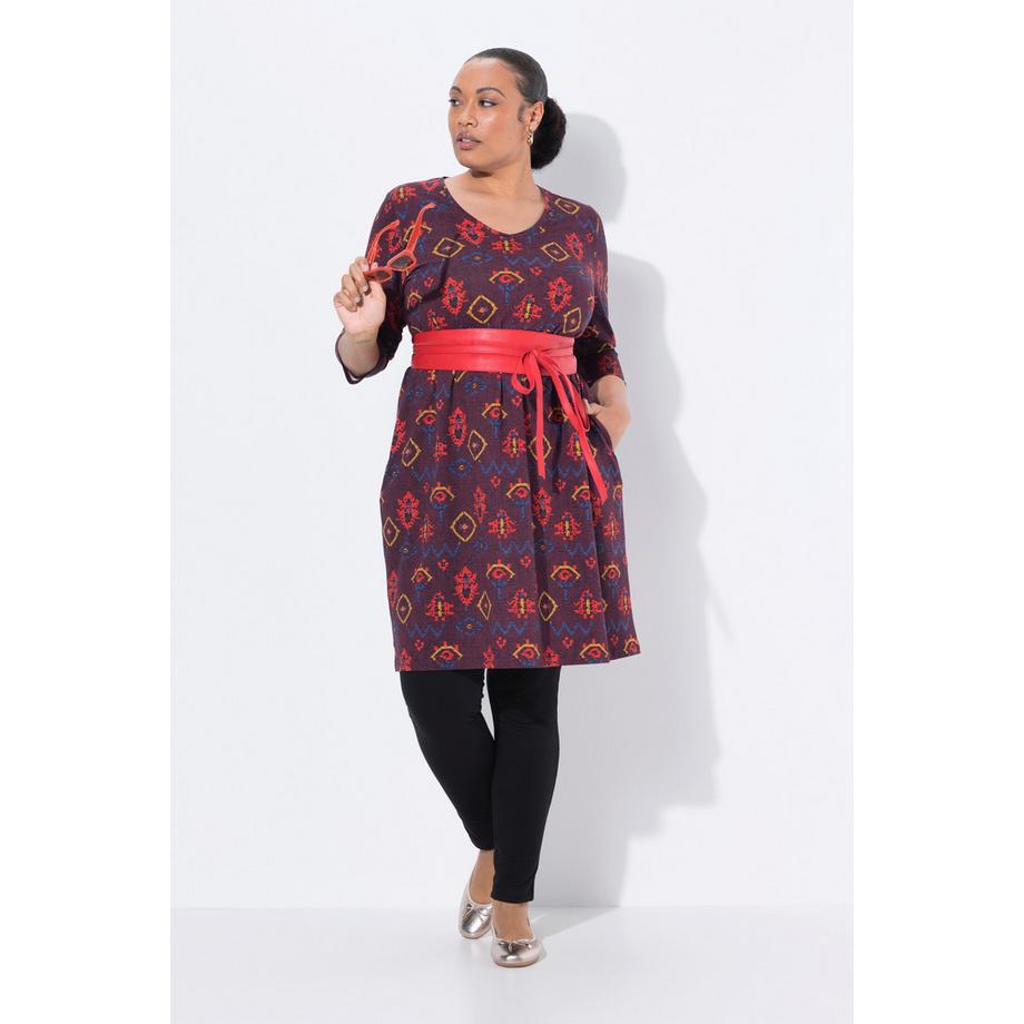 Ulla Popken Longshirt A-line scollo a V maniche 3/4 con tasche  