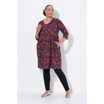 Longshirt, A-Linie, V-Ausschnitt, 3/4-Arm, Taschen