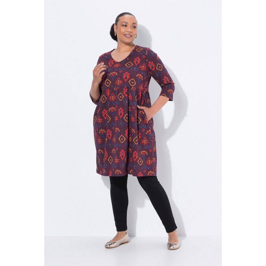 Ulla Popken Longshirt A-line scollo a V maniche 3/4 con tasche  