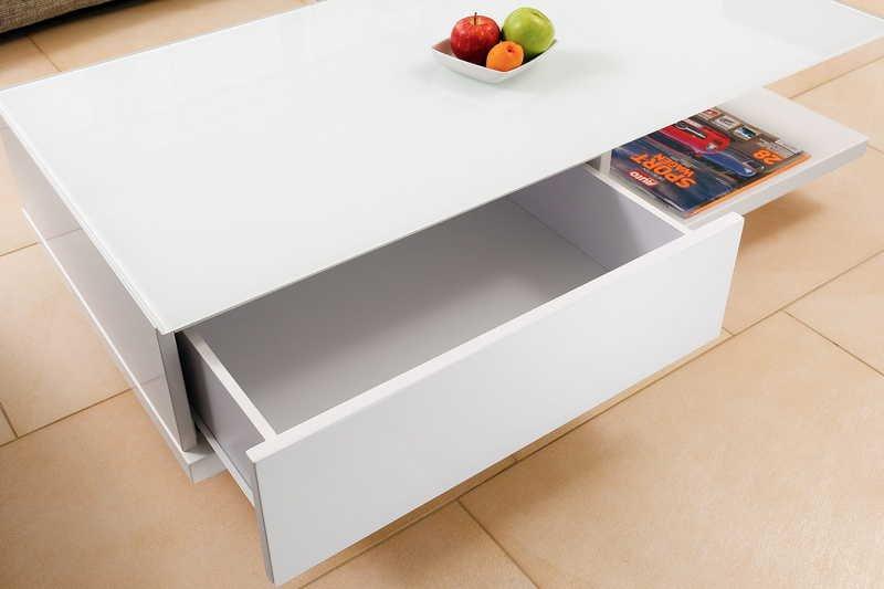 mutoni Table basse 120x60x36cm avec tiroir blanc  