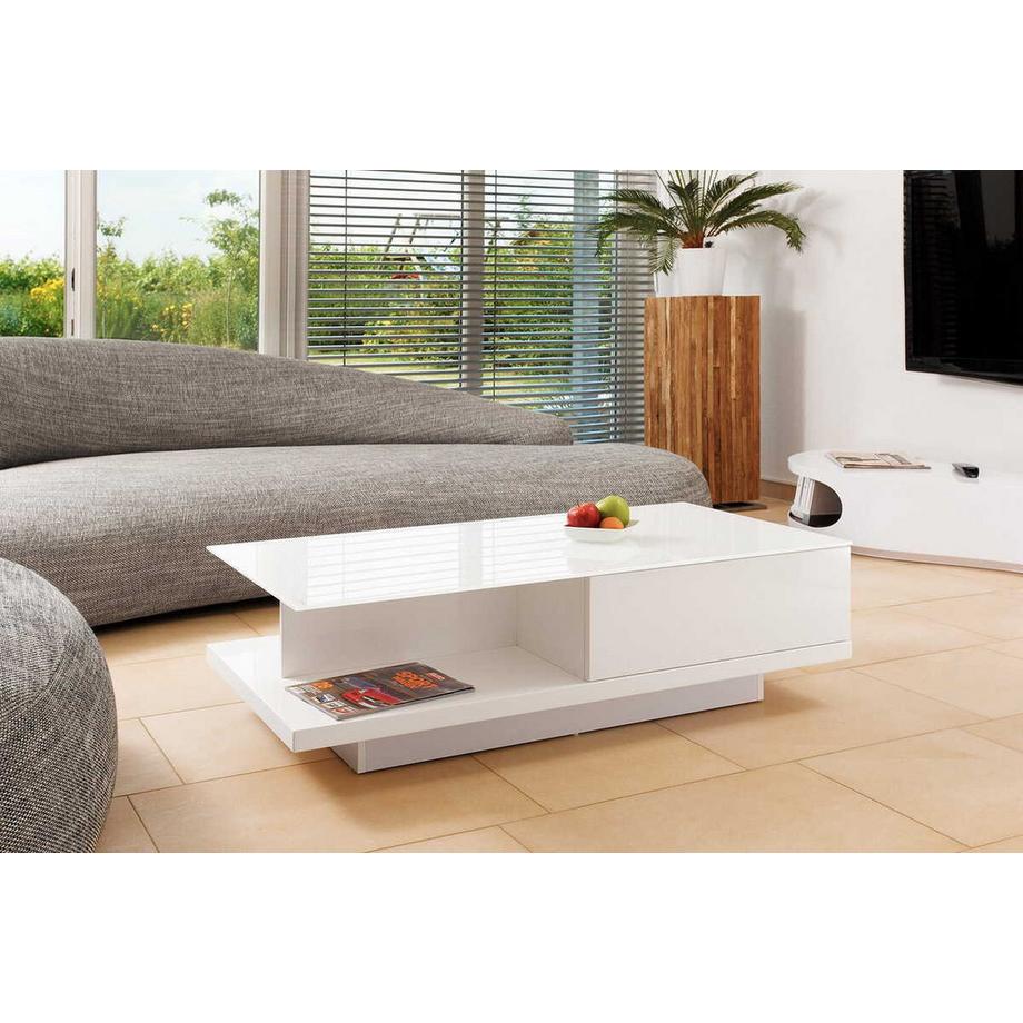 mutoni Couchtisch 120x60x36cm mit Schublade weiss  