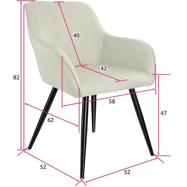 Tectake 2er Set Stuhl Marilyn Leinenoptik-schwarze Stuhlbeine  