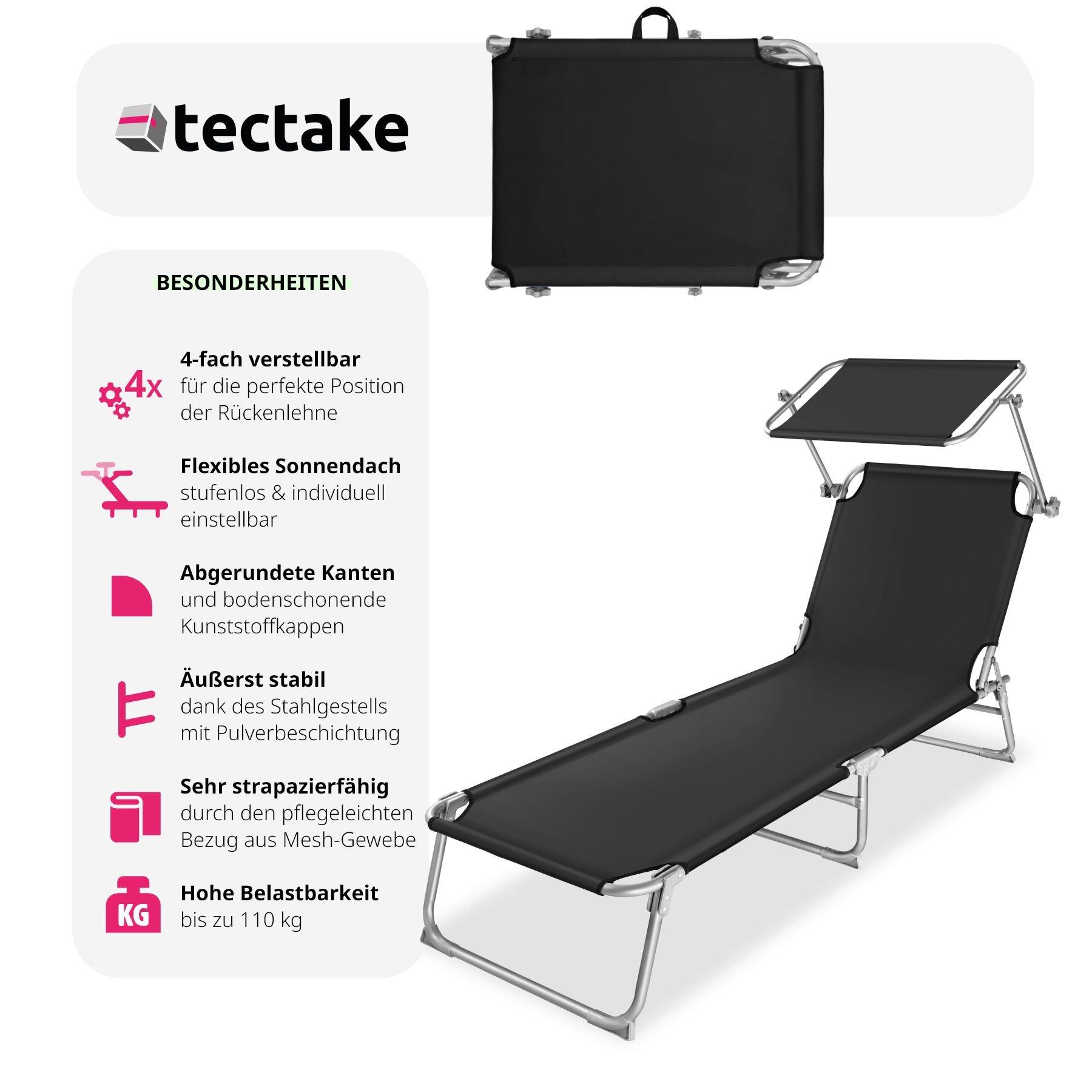 Tectake Lot de 2 transats acier  