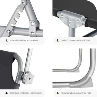 Tectake Lot de 2 transats acier  