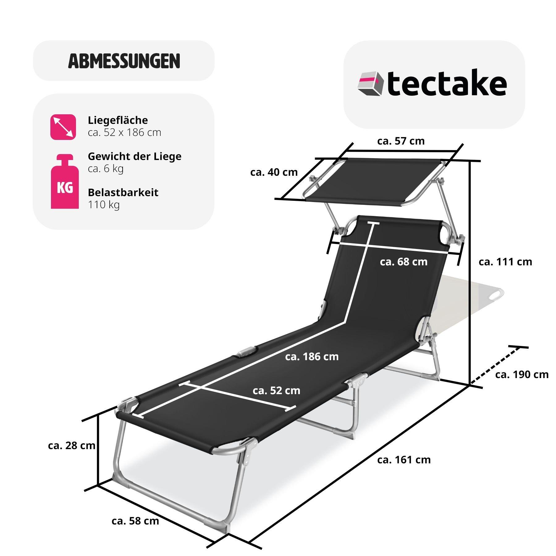 Tectake 2 lettini prendisole, regolabili in 4 posizioni  