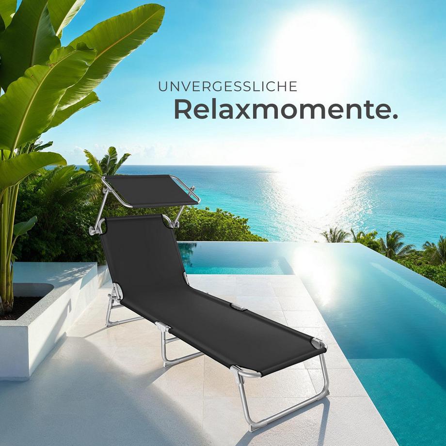 Tectake 2er Set Gartenliege  klappbar stufenlos verstellbares Sonnendach  