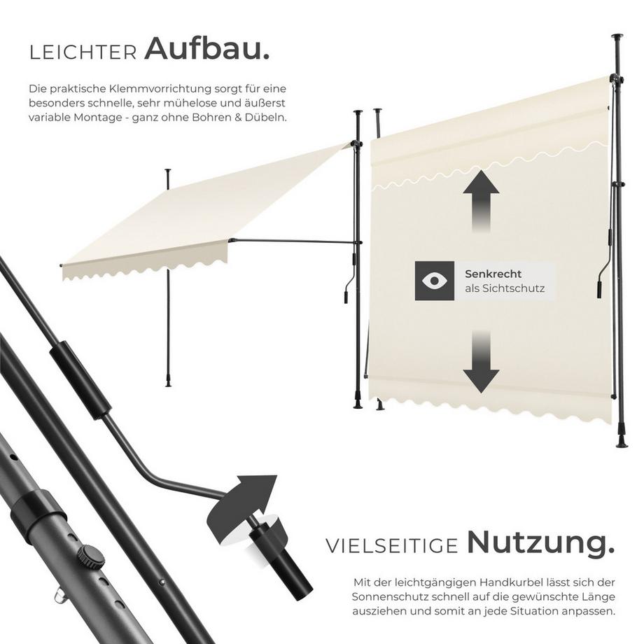 Tectake Store à pince sans perçage  avec manivelle  