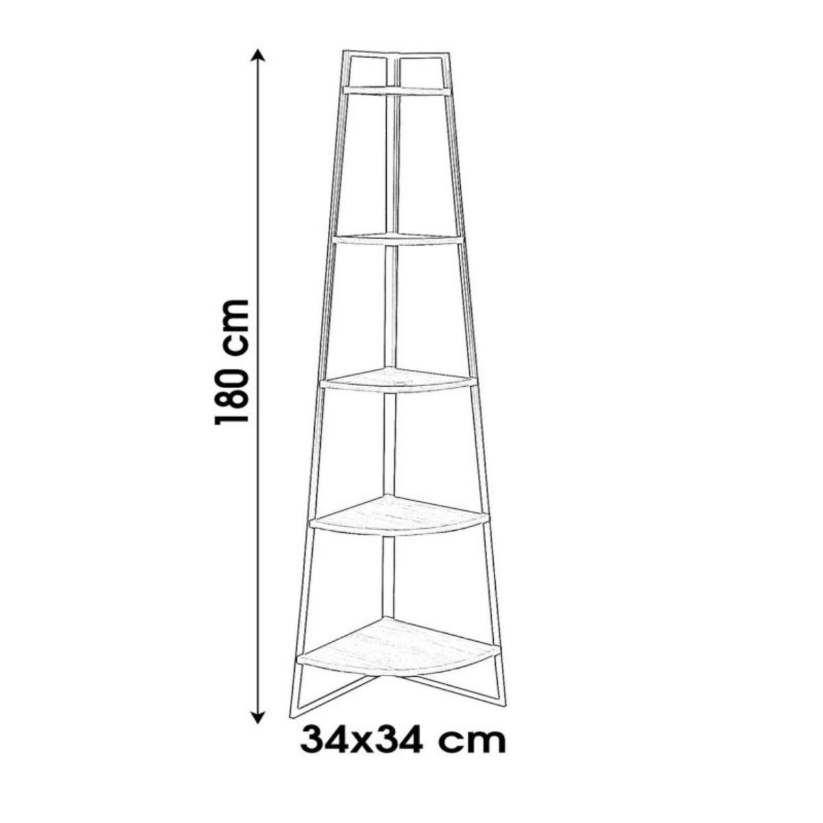 Calicosy Eckregal mit 5 Etagen im Holzdekor H180 cm - Colorado  