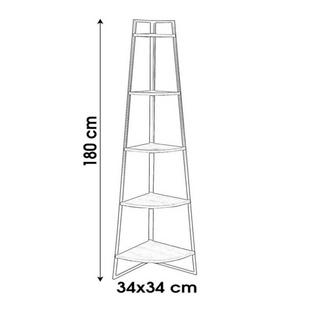 Calicosy Étagère d'angle 5 étages Décor Bois H180 cm - Colorado  