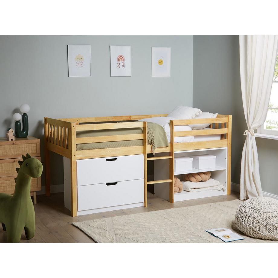 Beliani Lit à mit-hauteur en Bois d\'hévéa Scandinave SUSVILLE  