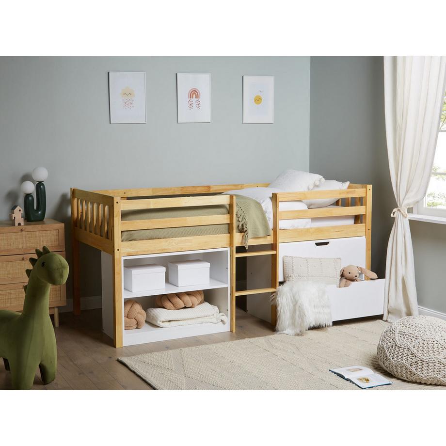 Beliani Lit à mit-hauteur en Bois d\'hévéa Scandinave SUSVILLE  
