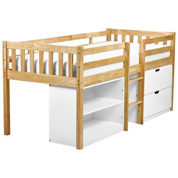 Lit à mit-hauteur en Bois d'hévéa Scandinave SUSVILLE