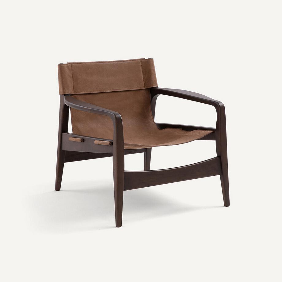 Sessel aus gebeizter massiver Eiche und Leder