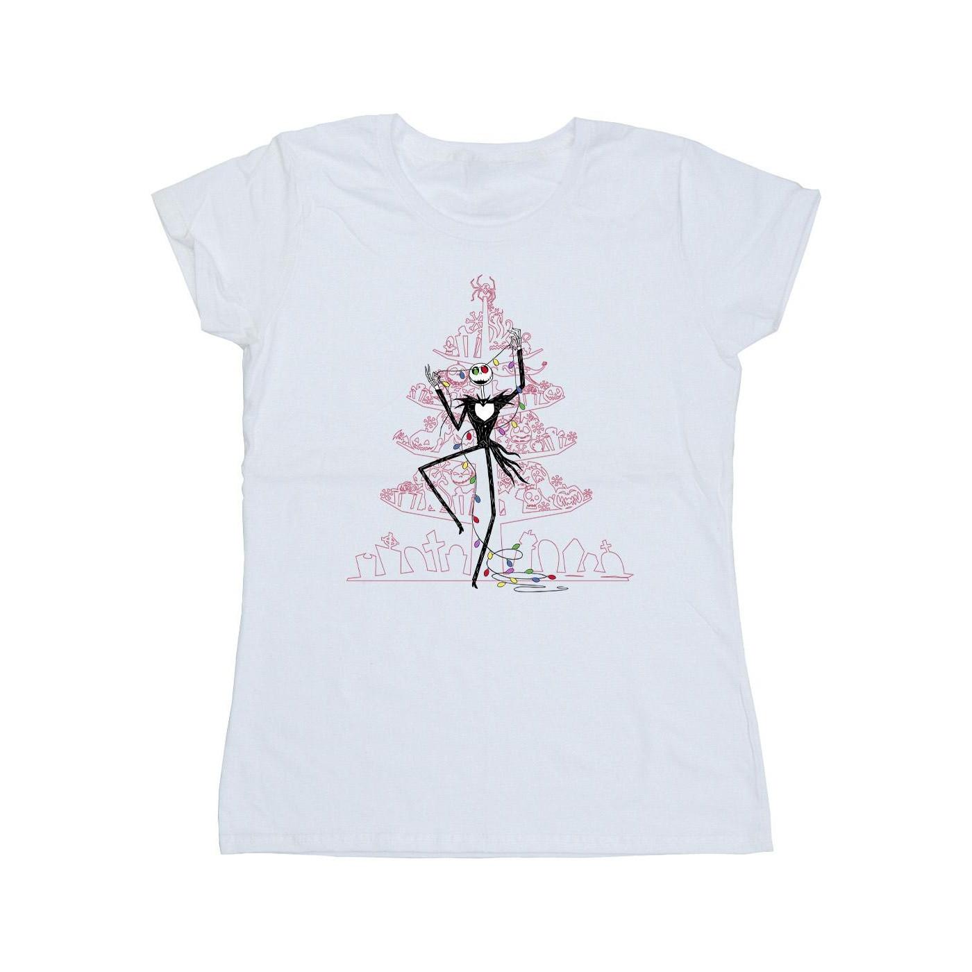 Image of The Nightmare Before Christmas Tree Pink Tshirt Damen Weiss XXL