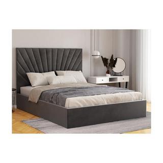 PASCAL MORABITO Letto con contenitore 160 x 200 cm Velluto Grigio + Materasso - RILIODA  