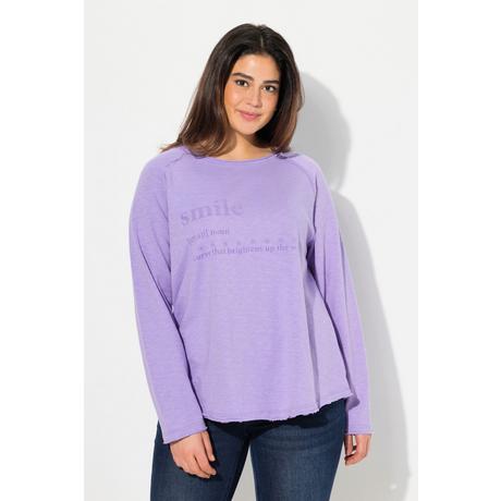 Ulla Popken  Shirt, Flock-Schriftmotiv, A-Linie, Rundhals, Langarm 