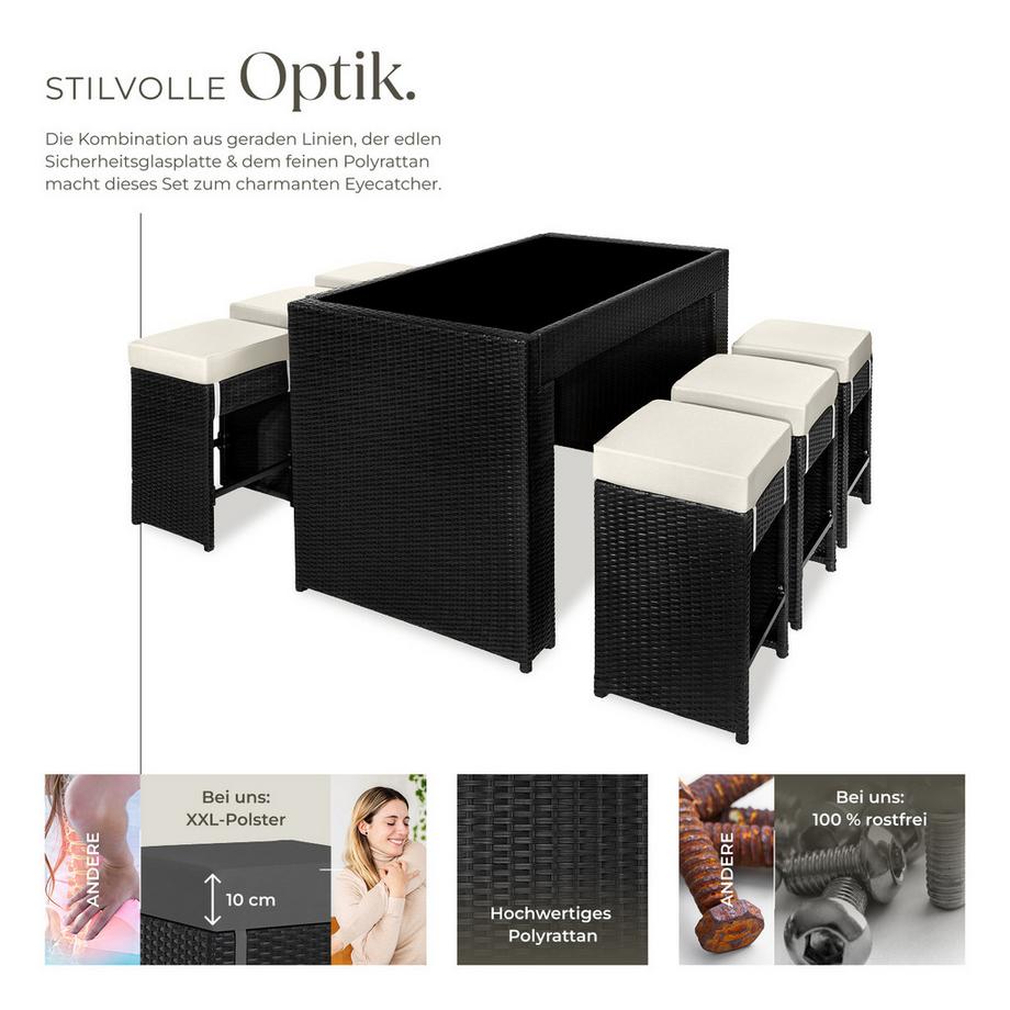 Tectake Aluminium Rattan Barset Ibiza wetterfest und UV-beständig Dicke der Sitzpolster 10 cm  