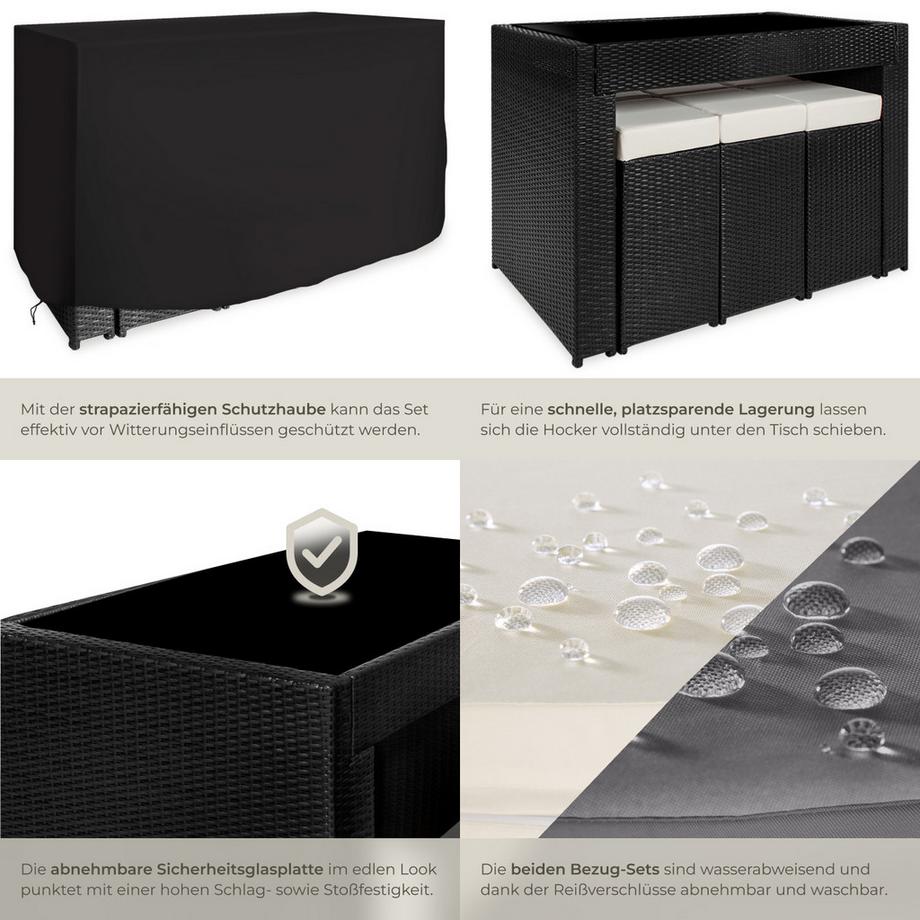 Tectake Aluminium Rattan Barset Ibiza wetterfest und UV-beständig Dicke der Sitzpolster 10 cm  