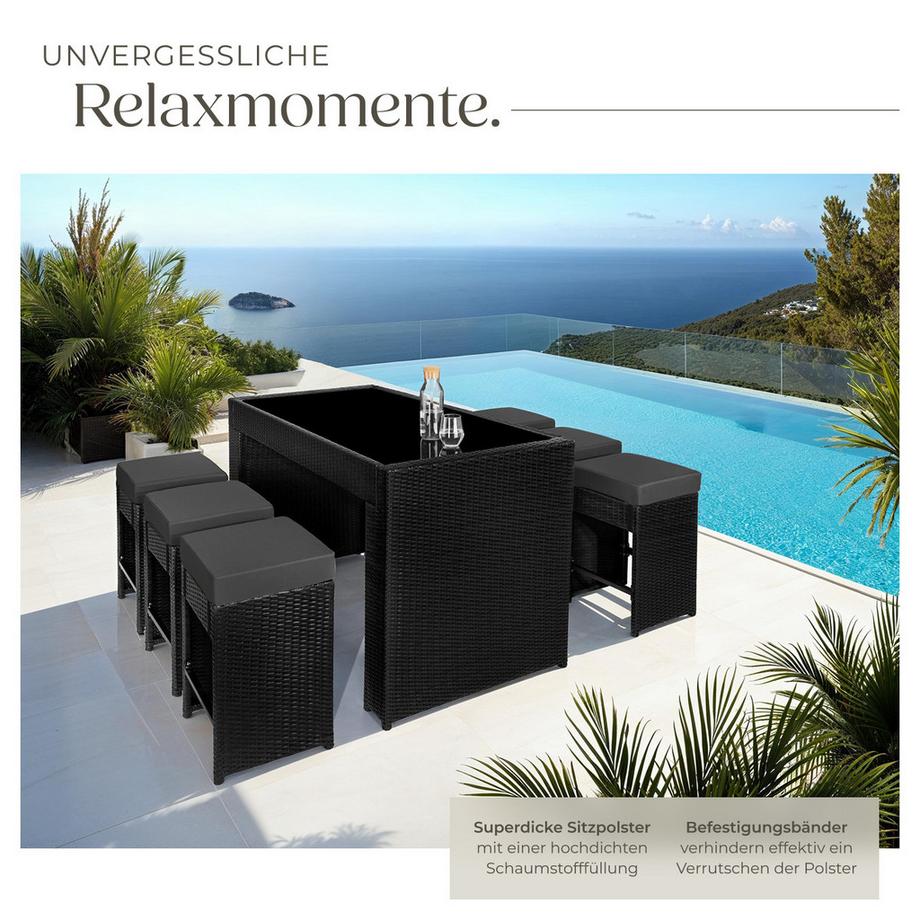 Tectake Aluminium Rattan Barset Ibiza wetterfest und UV-beständig Dicke der Sitzpolster 10 cm  