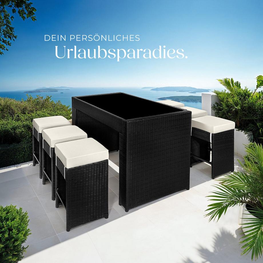 Tectake Aluminium Rattan Barset Ibiza wetterfest und UV-beständig Dicke der Sitzpolster 10 cm  