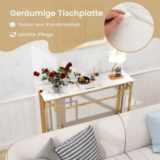 Northix Konsolentisch mit Marmor & Geometrischem Metallrahmen  