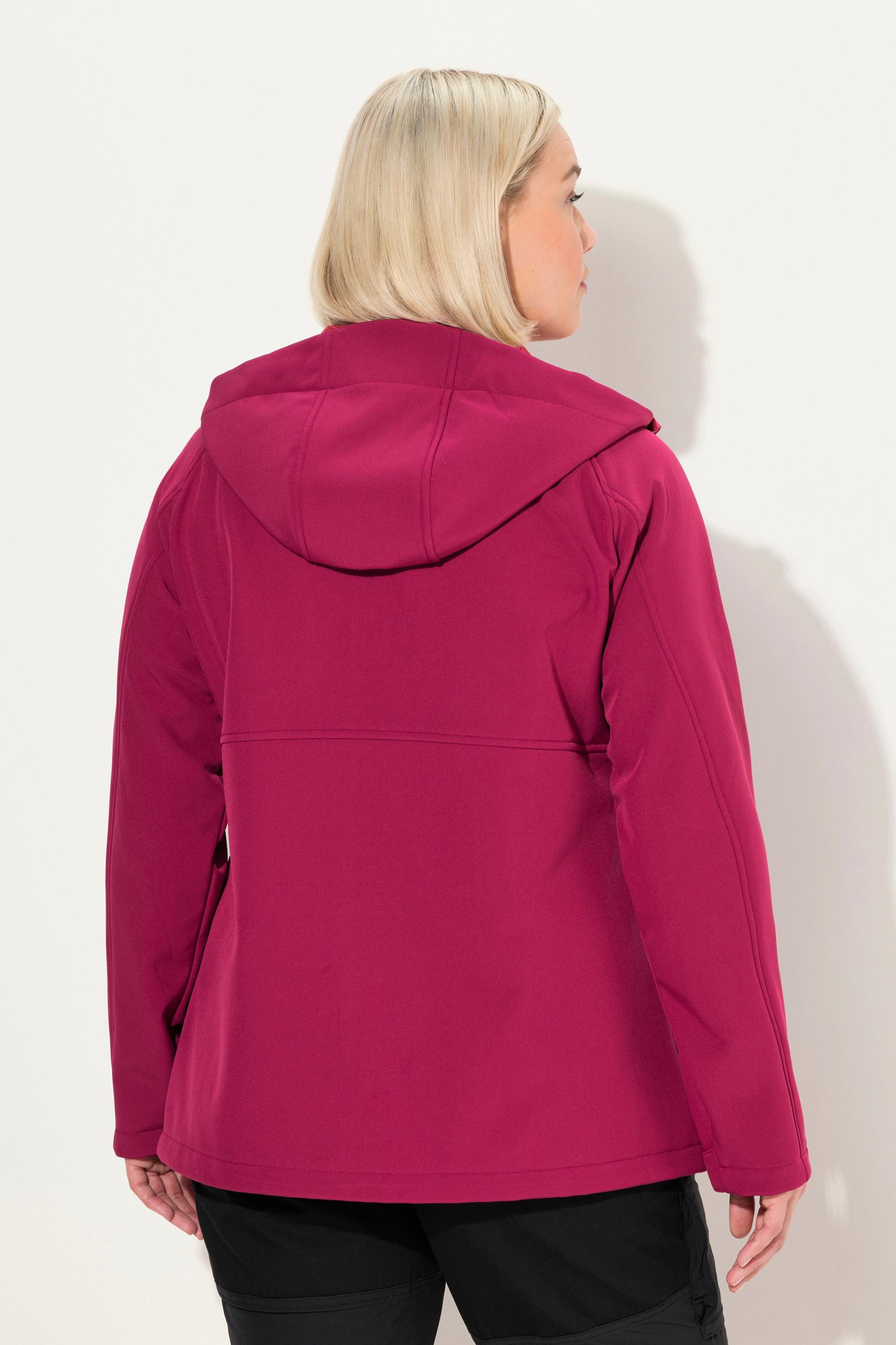 Ulla Popken  Veste Softshell à capuche, poches zippées, fermetures à scratch 