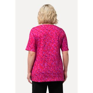 Ulla Popken  T-shirt long à manches courtes et col rond, avec motif 