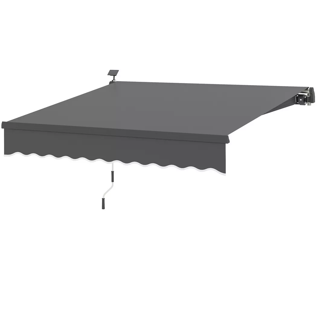 Northio - Store à pince avec manivelle, lumière solaire, store à bras rabattable, protection solaire, UV 50+, store de balcon avec protection solaire. support mural, auvent, 300 cm de large pour terrasse, balcon, véranda, gris, One Size