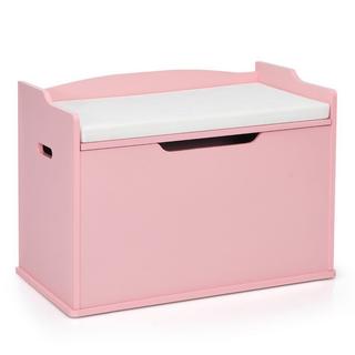 Northix Spielzeugkiste mit Deckel 2 in 1 Spielzeugtruhe mit Kissen Spielzeugschrank aus Holz mit Tragegriffen  