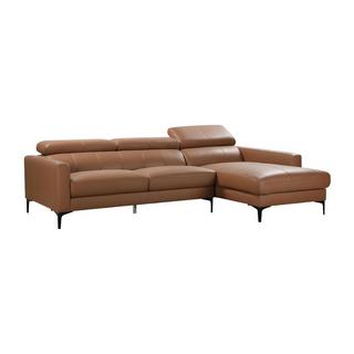 Vente-unique Ecksofa Leder Büffelleder Ecke Rechts Camel FLORENCE  