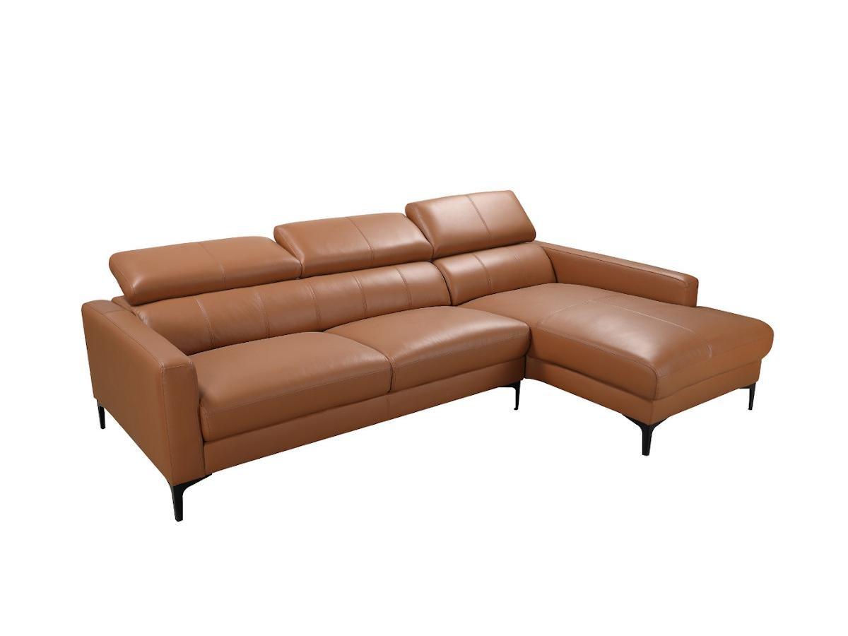 Vente-unique Ecksofa Leder Büffelleder Ecke Rechts Camel FLORENCE  