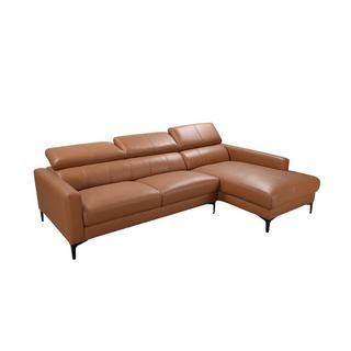 Vente-unique Ecksofa Leder Büffelleder Ecke Rechts Camel FLORENCE  