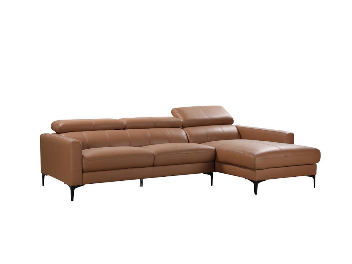 Vente-unique Ecksofa Leder Büffelleder Ecke Rechts Camel FLORENCE  