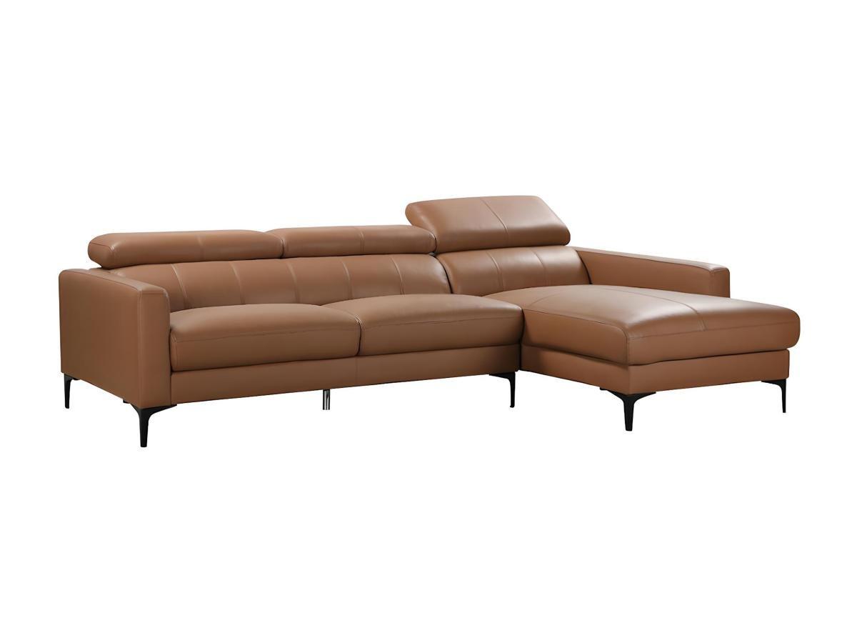 Vente-unique Ecksofa Leder Büffelleder Ecke Rechts Camel FLORENCE  