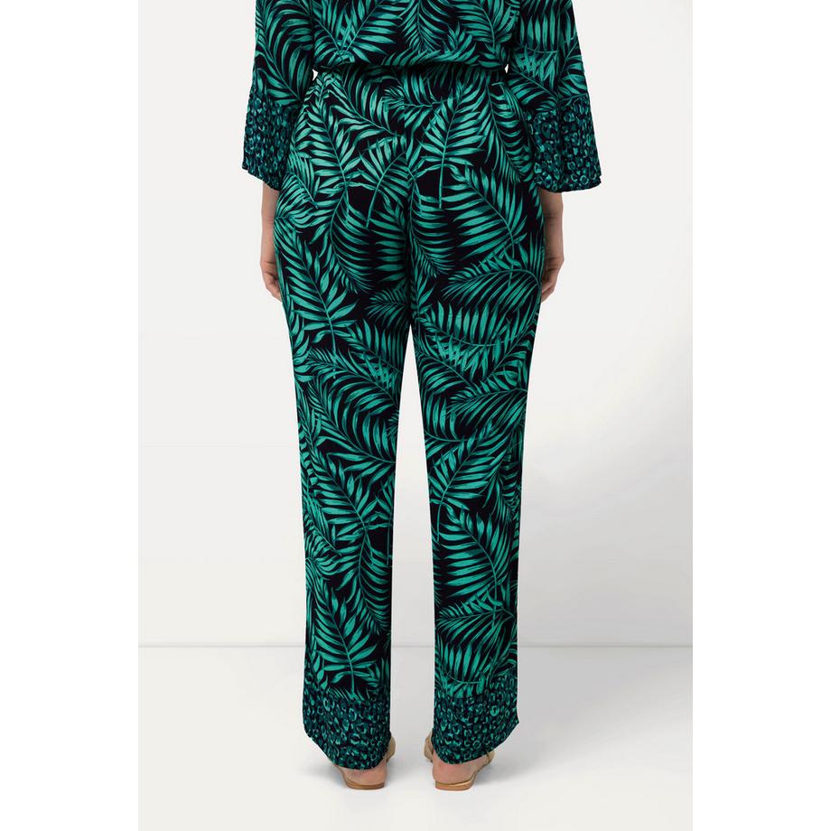 Ulla Popken Rose Palmen Elastikbund Krepp Schlupfhose  