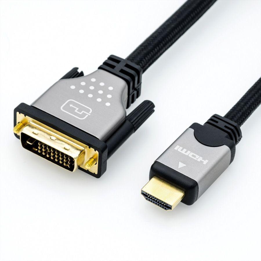 Image of ROLINE 11.04.5875 Videokabel-Adapter 10 m DVI HDMI Schwarz, Silber