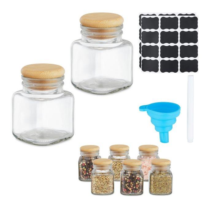 B2X 8er-Set Gewürzgläser mit Bambusdeckel  
