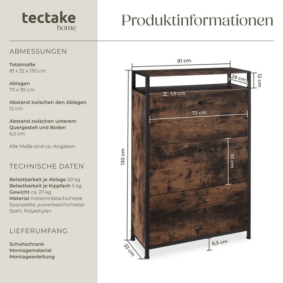 Tectake Scarpiera Buffalo  stile industriale  