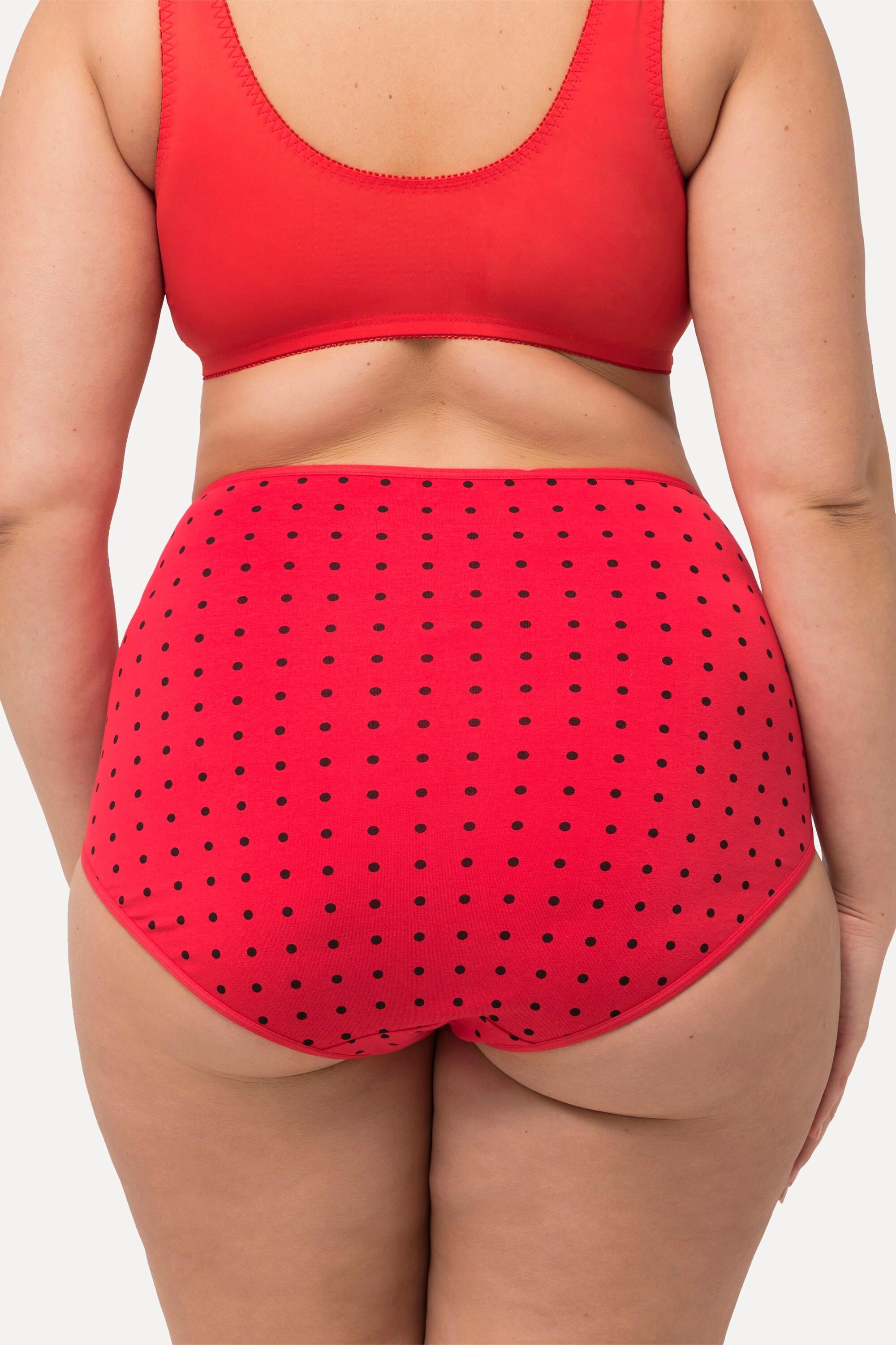 Ulla Popken  Maxislips, 3er-Pack, Punkte / einfarbig, High Waist 