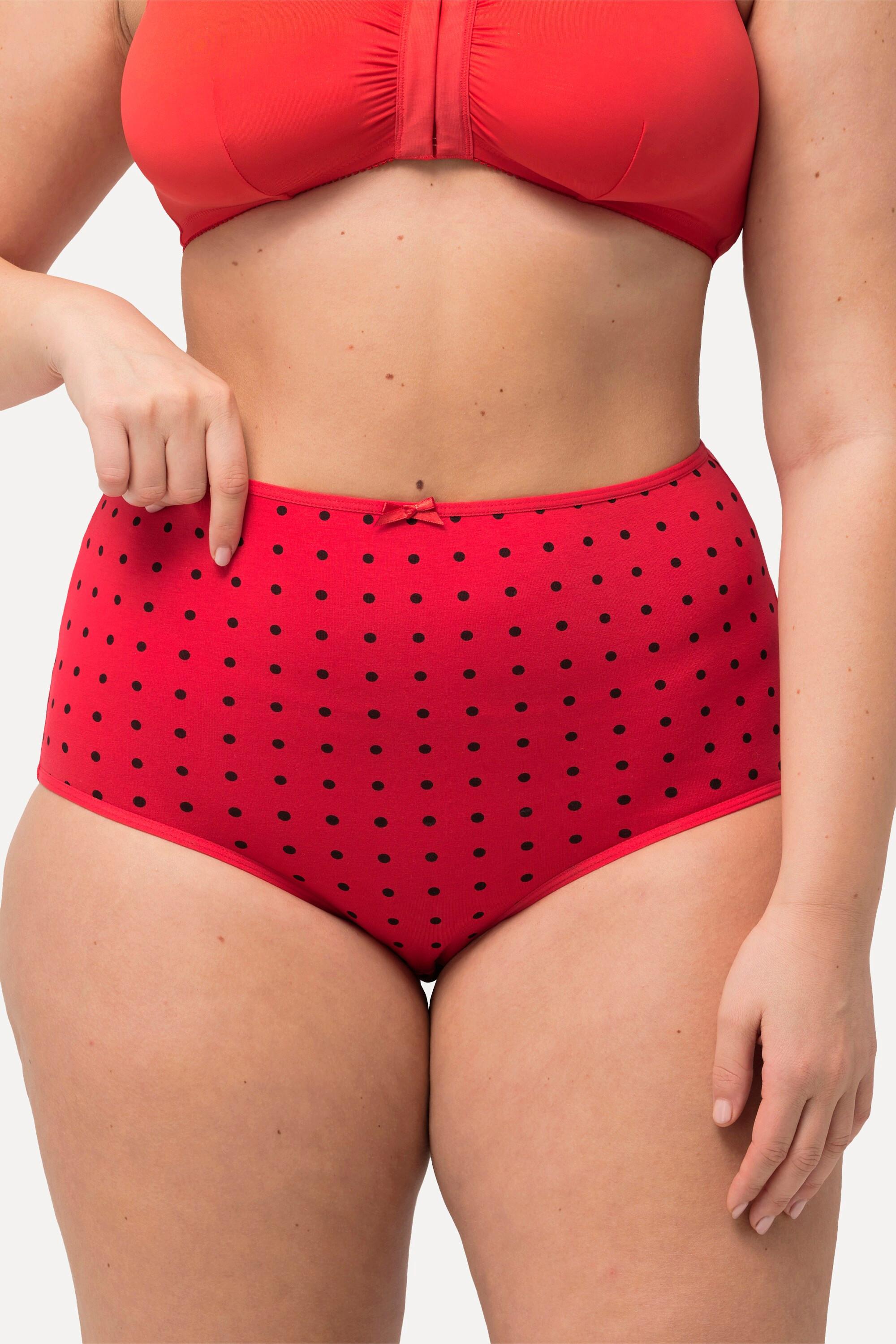 Ulla Popken  Maxislips, 3er-Pack, Punkte / einfarbig, High Waist 