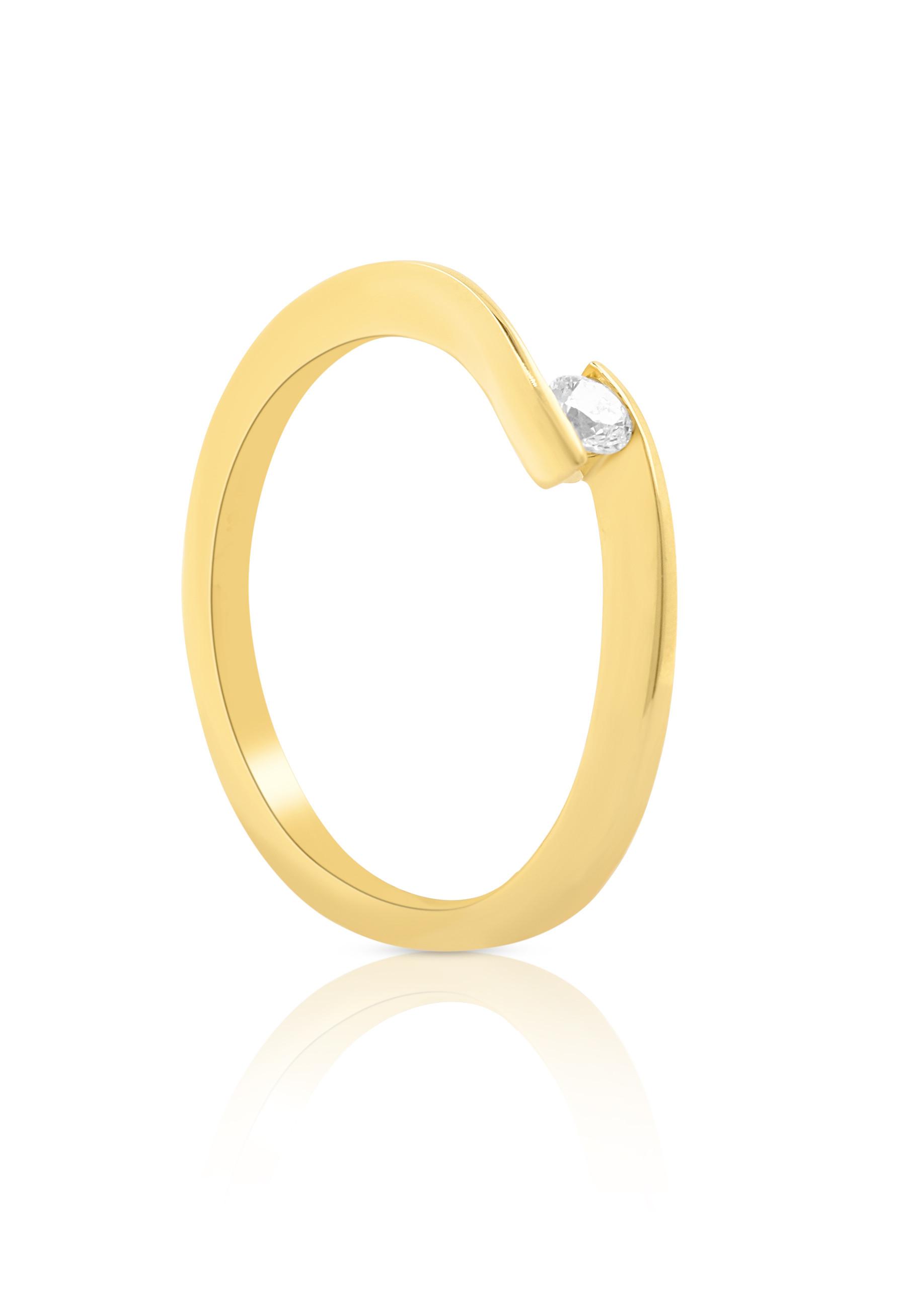 Image of Solitaire Ring Diamant 0.10ct. Gelbgold 750 Damen Gelbgold 54