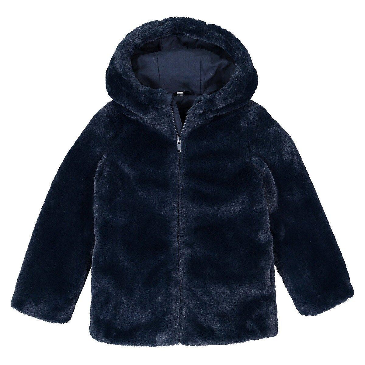 La Redoute Collections  Manteau à capuche en fourrure d'imitation 